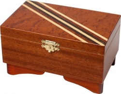 Originál intarzovaná šperkovnice, dno provedení mahagon, víko kořenice mahagon, lak, rozměr  18x11x7cm 